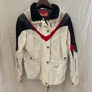Marker Ski Jacket Coat with White and Red Design Size 10